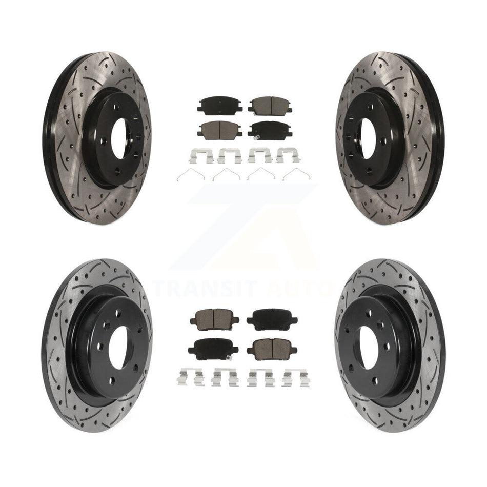 Front Rear Coated Drilled Slotted Disc Brake Rotors And Ceramic Pads Kit For Chevrolet Equinox Malibu GMC Terrain Buick LaCrosse KDC-100440