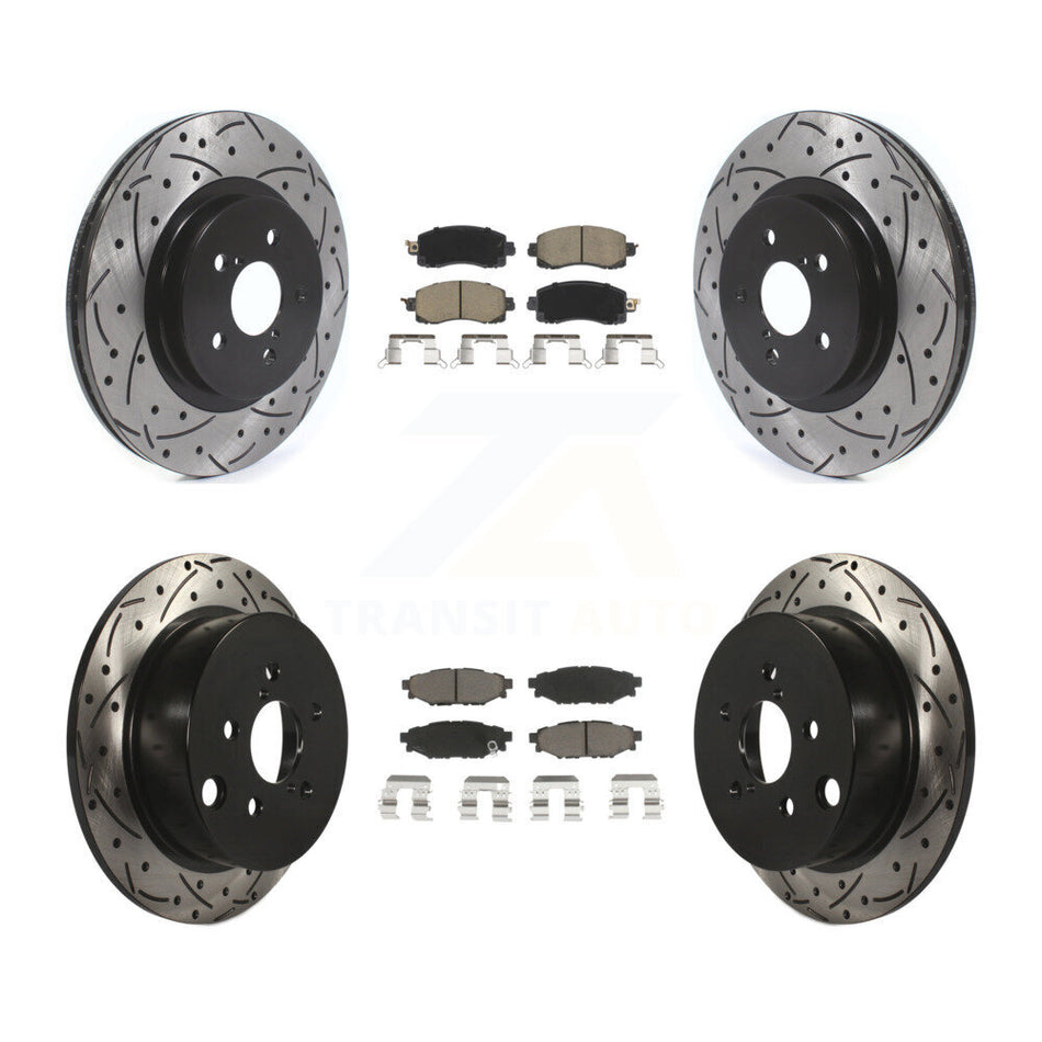 Front Rear Coated Drilled Slotted Disc Brake Rotors And Ceramic Pads Kit For Subaru Crosstrek Impreza KDC-100443