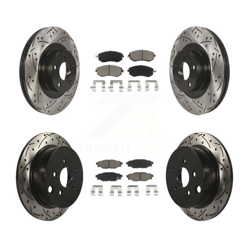 Front Rear Coated Drilled Slotted Disc Brake Rotors And Ceramic Pads Kit For Subaru Forester XV Crosstrek With 292mm Diameter Rotor KDC-100444