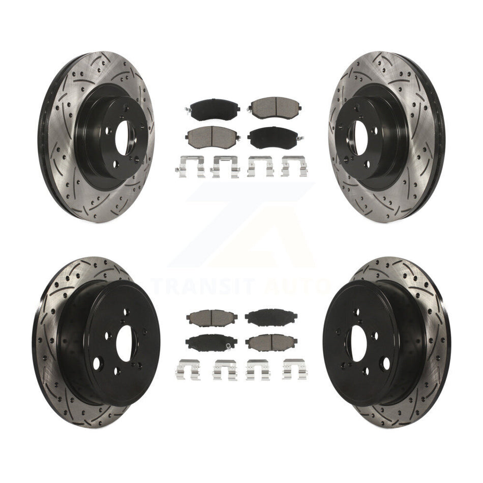 Front Rear Coated Drilled Slotted Disc Brake Rotors And Ceramic Pads Kit For Subaru Impreza Outback Forester Legacy KDC-100446