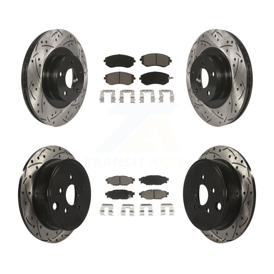 Front Rear Coated Drilled Slotted Disc Brake Rotors And Ceramic Pads Kit For Subaru Outback Forester Impreza Legacy KDC-100447