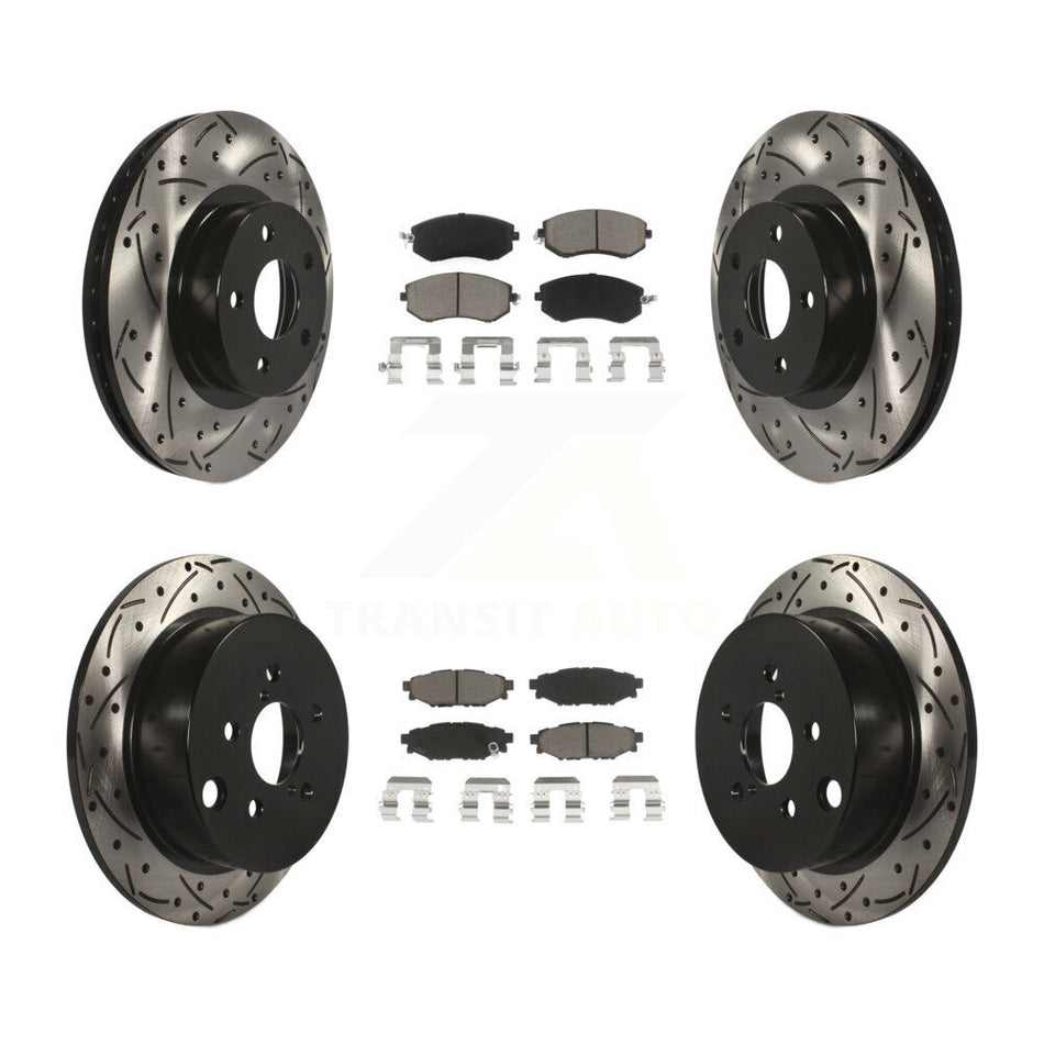 Front Rear Coated Drilled Slotted Disc Brake Rotors And Ceramic Pads Kit For Subaru Impreza KDC-100451