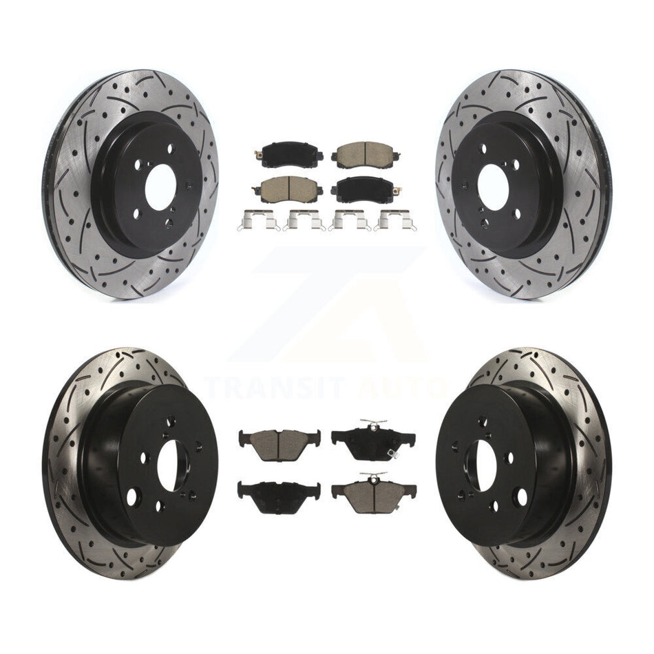 Front Rear Coated Drilled Slotted Disc Brake Rotors And Ceramic Pads Kit For Subaru Crosstrek KDC-100457