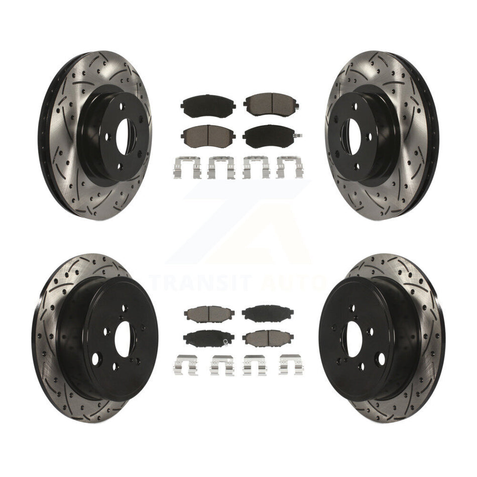 Front Rear Coated Drilled Slotted Disc Brake Rotors And Ceramic Pads Kit For Subaru Impreza KDC-100460