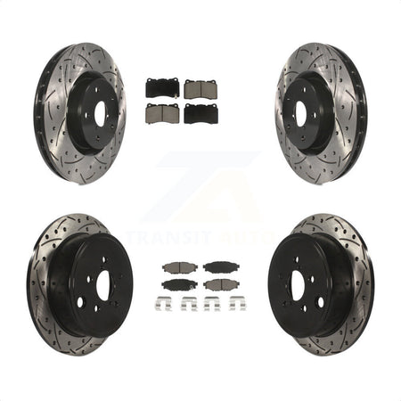 Front Rear Drill Slot Brake Rotors Ceramic Pad Kit For Subaru WRX With 15\\" Factory Wheels KDC-100462