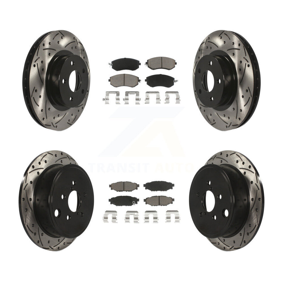 Front Rear Coated Drilled Slotted Disc Brake Rotors And Ceramic Pads Kit For 2011 Subaru Impreza Outback Sport 2.5i Premium KDC-100467