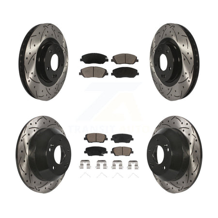 Front Rear Coated Drilled Slot Disc Brake Rotor & Ceramic Pad Kit For Hyundai Santa Fe XL KDC-100470