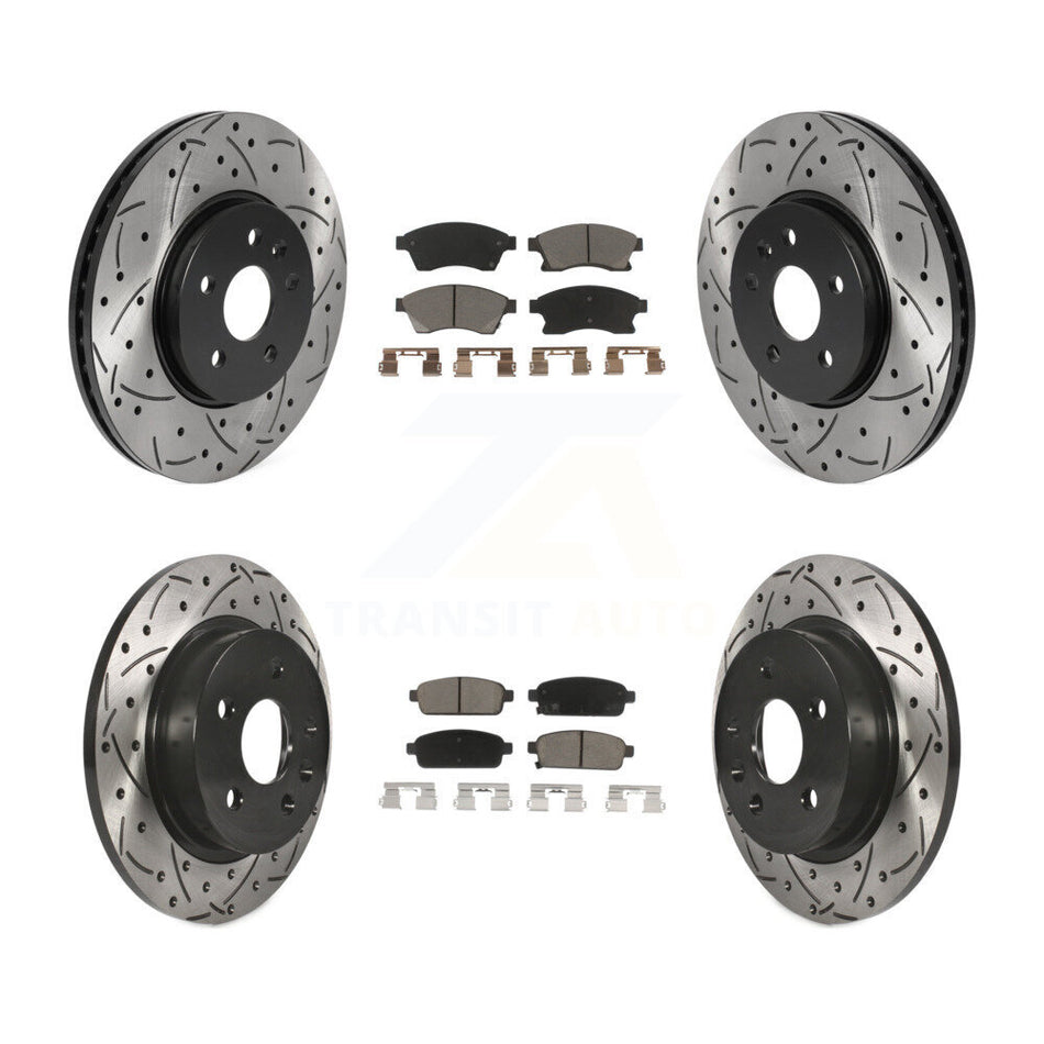 Front Rear Coated Drilled Slotted Disc Brake Rotors And Ceramic Pads Kit For Chevrolet Buick Encore Trax Sonic KDC-100473