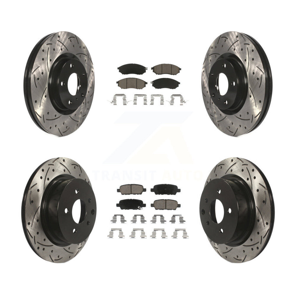 Front Rear Coated Drilled Slotted Disc Brake Rotors And Ceramic Pads Kit For INFINITI G37 G35 M35 Nissan 350Z EX35 370Z G25 M45 Q40 QX50 EX37 KDC-100475