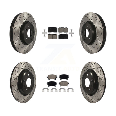 Front Rear Coat Drill Slot Disc Brake Rotors Ceramic Pad Kit For 2016 Audi Q5 FLEX engine KDC-100478