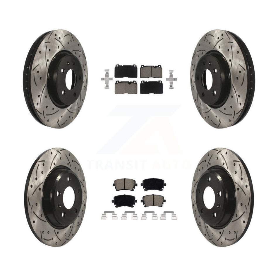 Front Rear Coat Drill Slot Disc Brake Rotors Ceramic Pad Kit For 2016 Audi Q5 FLEX engine KDC-100478