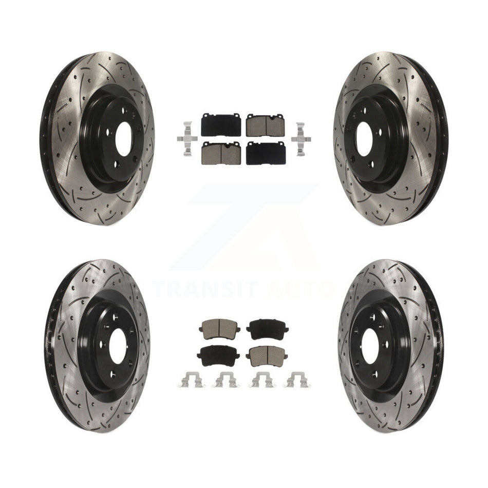 Front Rear Coated Drilled Slotted Disc Brake Rotors And Ceramic Pads Kit For Audi Q5 KDC-100479