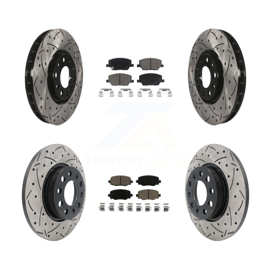 Front Rear Coated Drilled Slotted Disc Brake Rotors And Ceramic Pads Kit For Jeep Renegade Fiat 500X KDC-100484