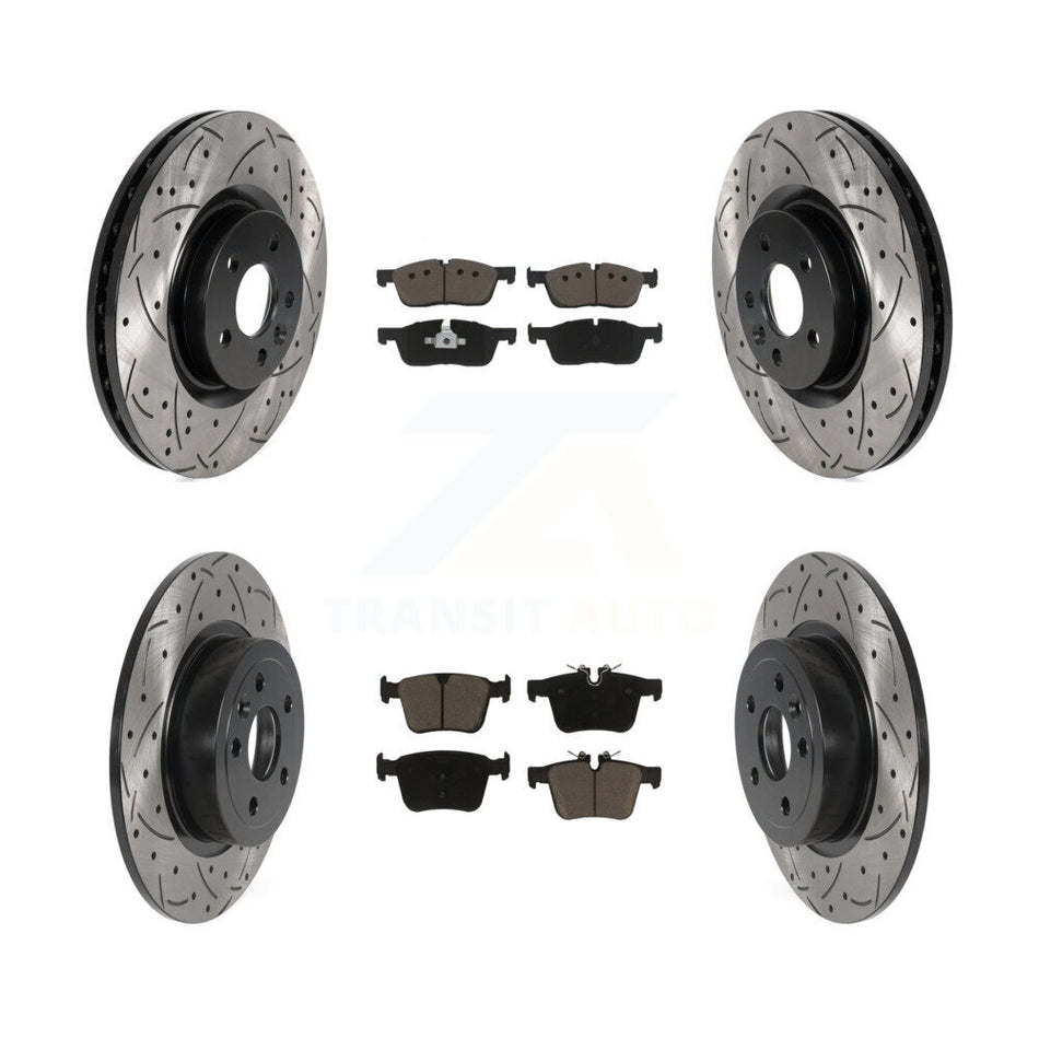 Front Rear Coated Drilled Slotted Disc Brake Rotors And Ceramic Pads Kit For Land Rover Range Evoque With 325mm Diameter Rotor KDC-100486