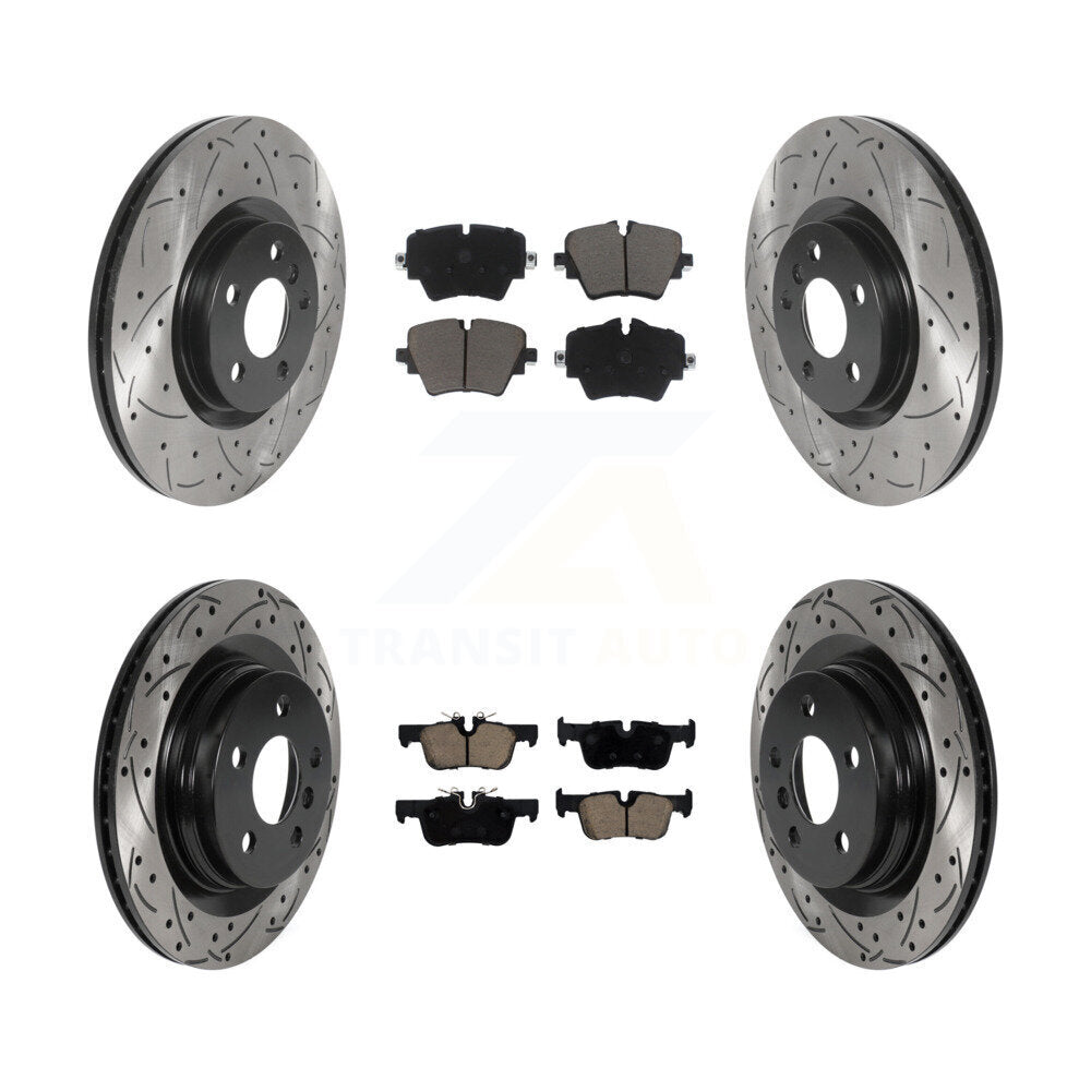 Front Rear Drilled Slot Brake Rotors Ceramic Pad Kit For BMW X1 X2 Mini Cooper Countryman KDC-100496