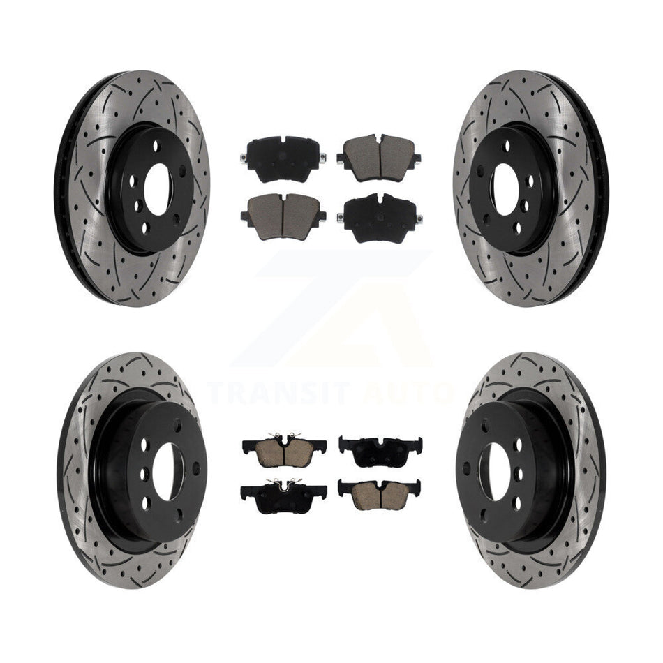 Front Rear Drill Slot Disc Brake Rotor Ceramic Pad Kit For Mini Cooper Countryman Clubman KDC-100497
