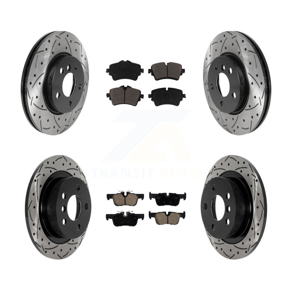 Front Rear Coated Drilled Slot Disc Brake Rotor & Ceramic Pad Kit For Mini Cooper Clubman KDC-100498