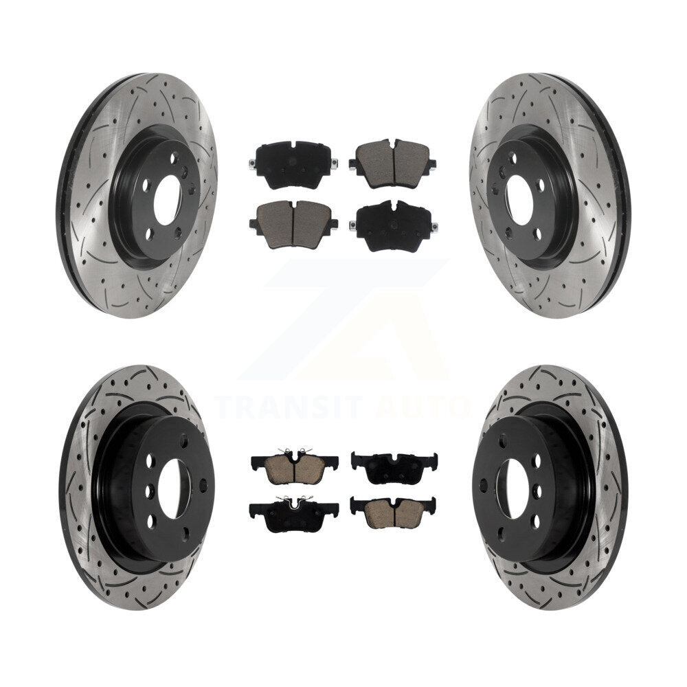 Front Rear Drilled Slot Brake Rotor & Ceramic Pad Kit For Mini Cooper Countryman S ALL4 KDC-100499