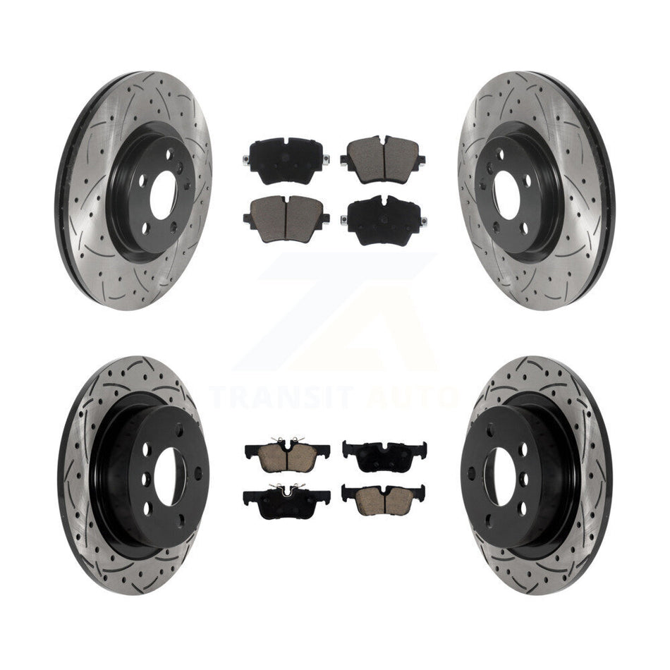 Front Rear Drilled Slot Brake Rotor & Ceramic Pad Kit For Mini Cooper Countryman S ALL4 KDC-100499