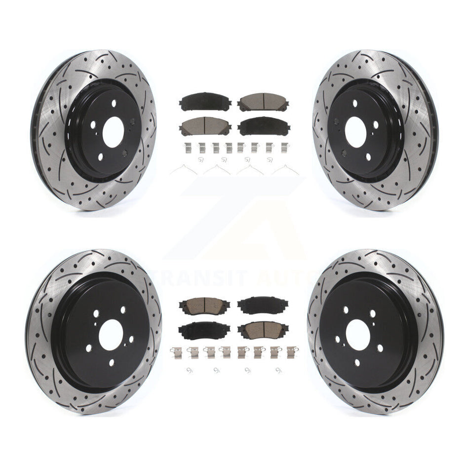 Front Rear Drilled Slot Brake Rotor Ceramic Pad Kit For Lexus RX350 RX450h RX350L RX450hL KDC-100500
