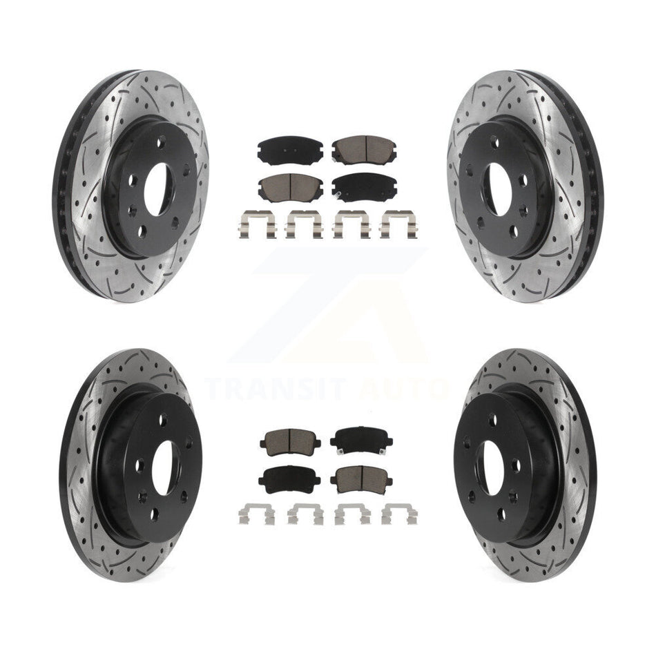 Front Rear Coated Drilled Slotted Disc Brake Rotors And Ceramic Pads Kit For Chevrolet Malibu Limited KDC-100501
