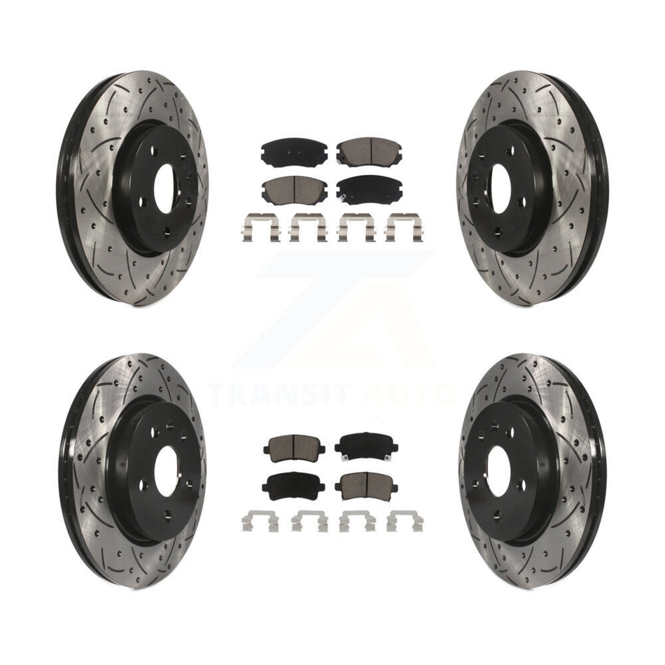 Front Rear Coated Drilled Slotted Disc Brake Rotors And Ceramic Pads Kit For Chevrolet Malibu Impala Buick LaCrosse Limited Allure KDC-100502