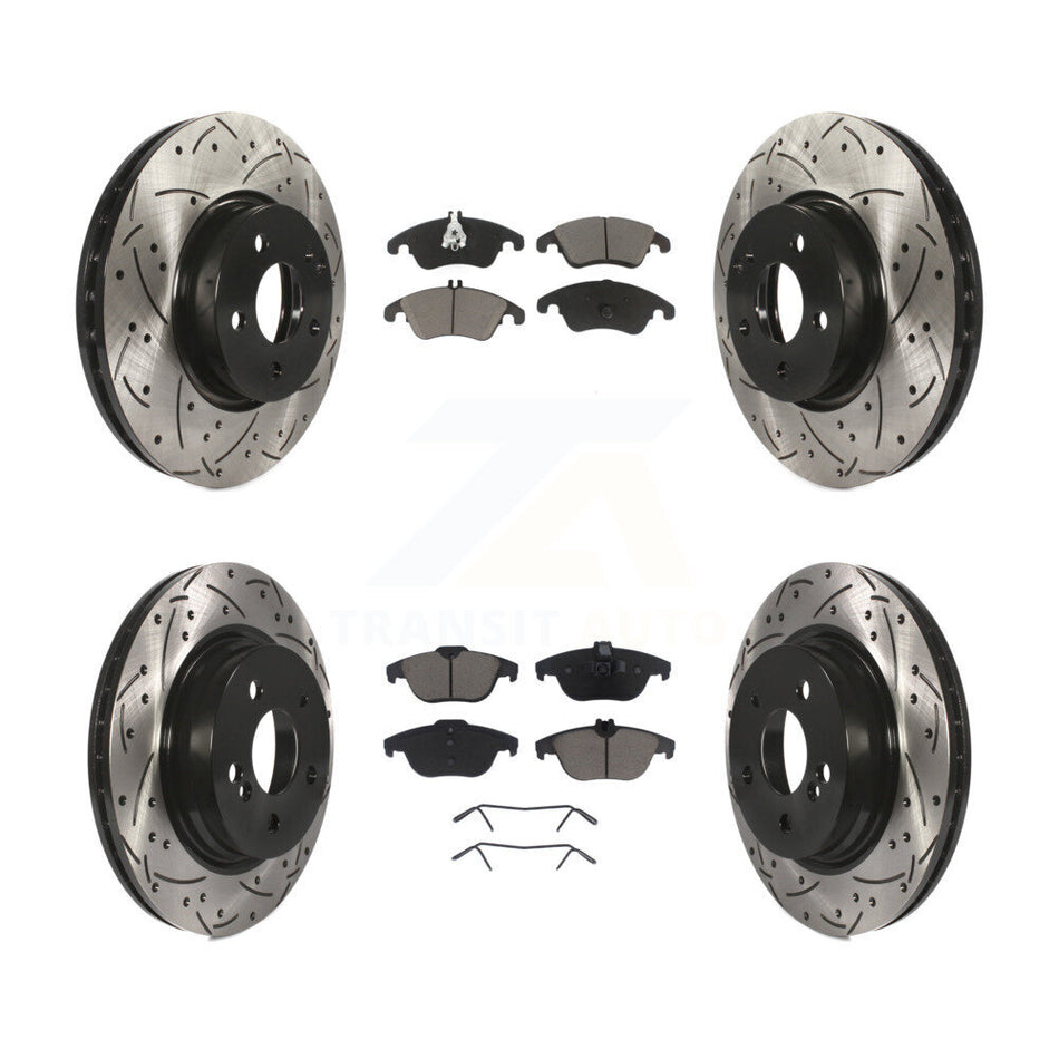 Front Rear Coated Drilled Slotted Disc Brake Rotors And Ceramic Pads Kit For Mercedes-Benz E350 C300 C350 KDC-100507