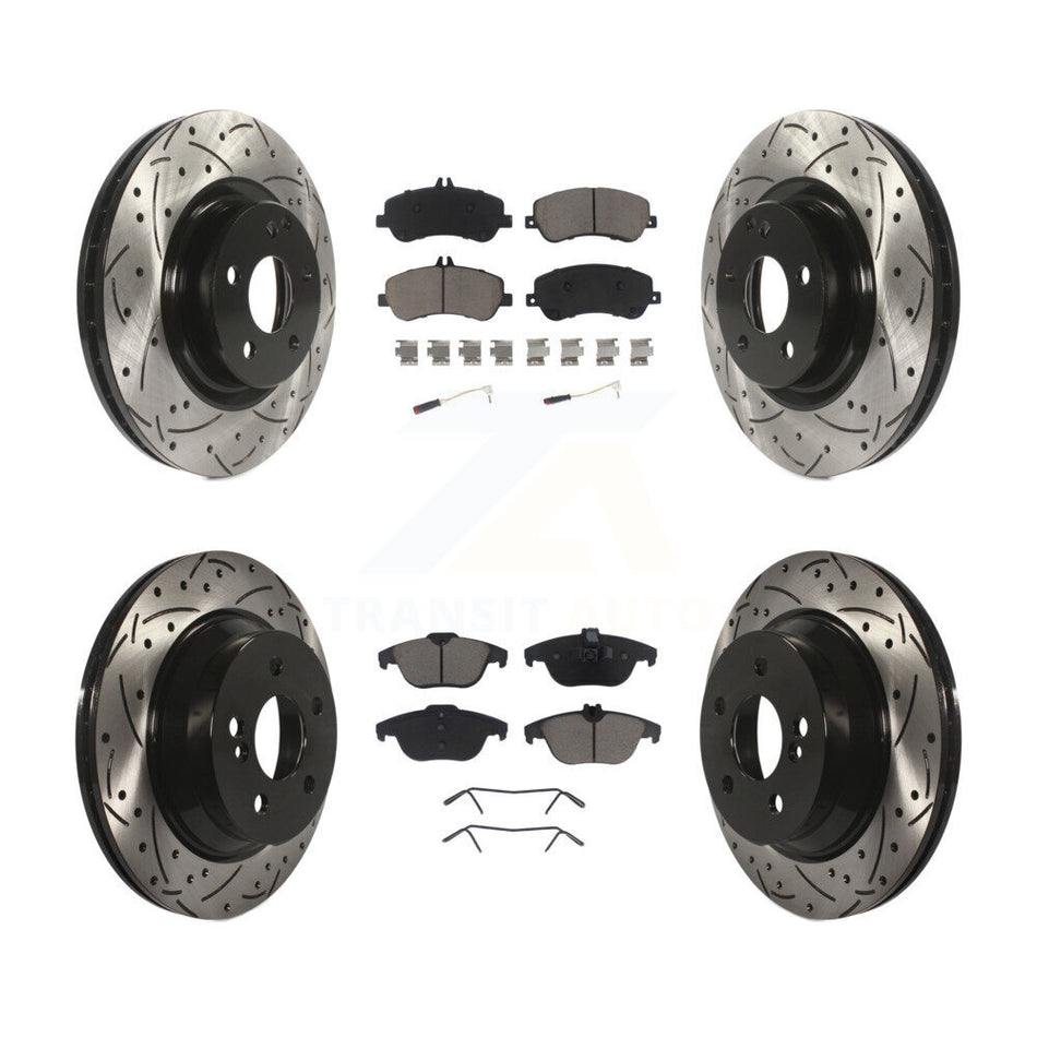 Front Rear Coated Drilled Slotted Disc Brake Rotors And Ceramic Pads Kit For Mercedes-Benz GLK350 GLK250 KDC-100508