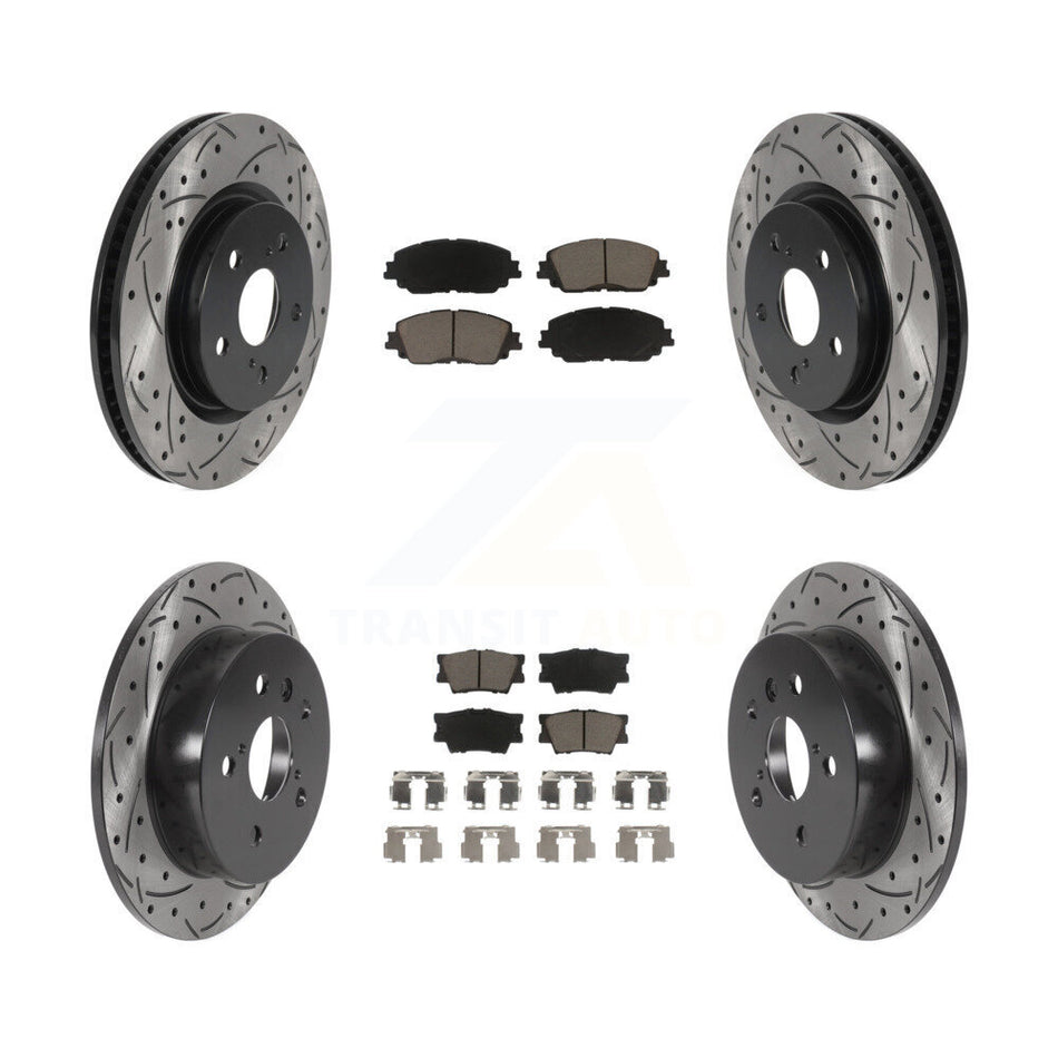 Front Rear Coated Drilled Slotted Disc Brake Rotors And Ceramic Pads Kit For Toyota Camry KDC-100511