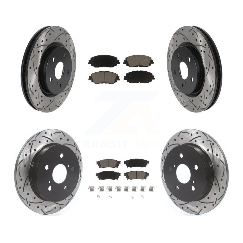 Front Rear Coated Drilled Slotted Disc Brake Rotors And Ceramic Pads Kit For Toyota Camry RAV4 Lexus ES350 Avalon ES300h UX250h UX200 C-HR ES250 Venza KDC-100512