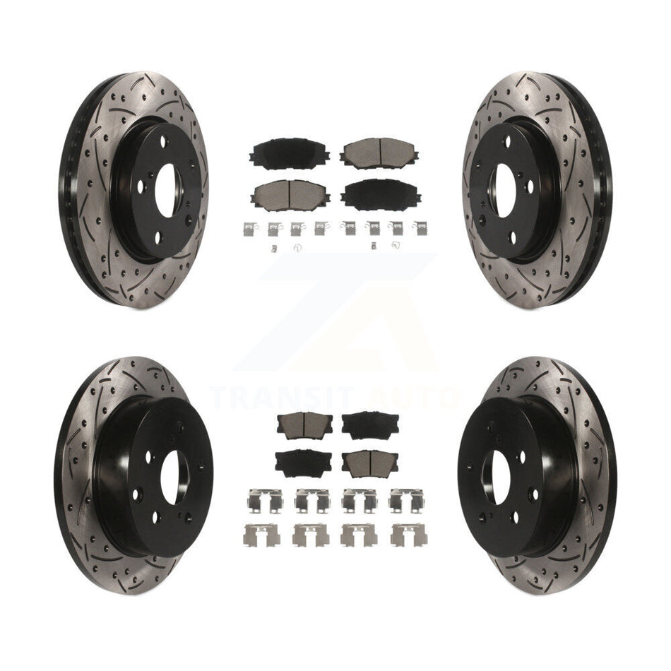 Front Rear Coated Drilled Slotted Disc Brake Rotors And Ceramic Pads Kit For Toyota RAV4 Lexus HS250h KDC-100513