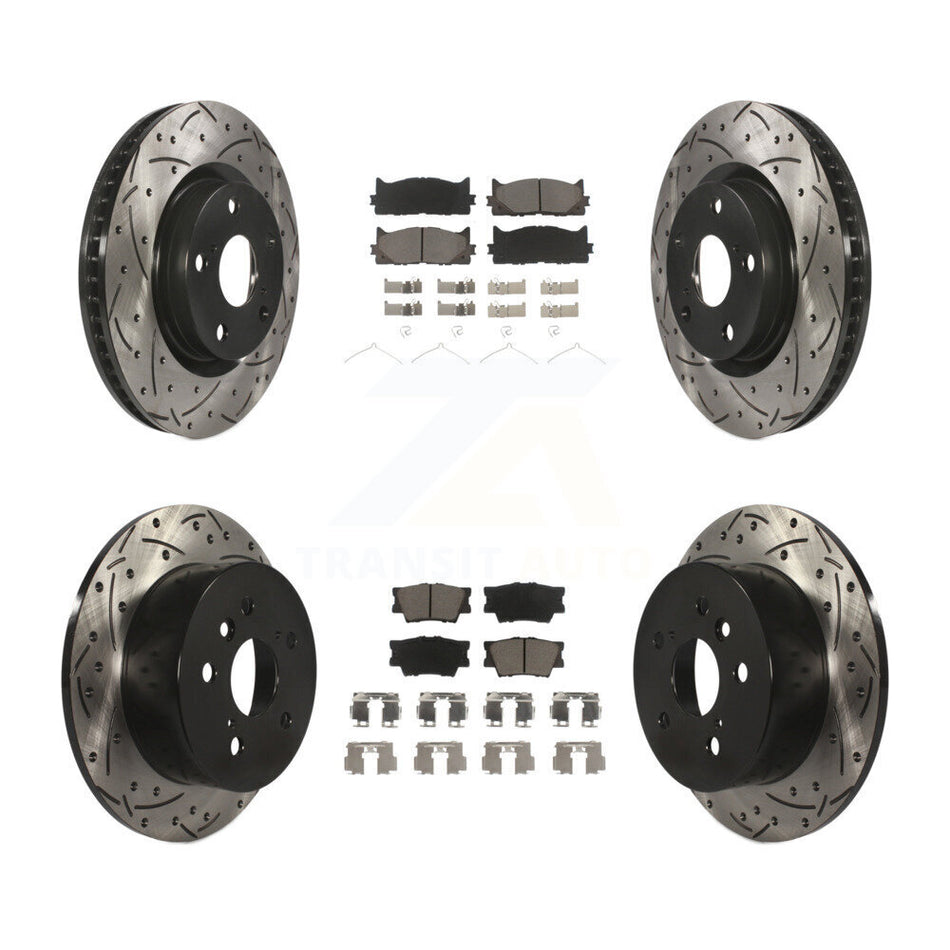 Front Rear Coated Drilled Slotted Disc Brake Rotors And Ceramic Pads Kit For Toyota Camry Lexus ES350 Avalon KDC-100515