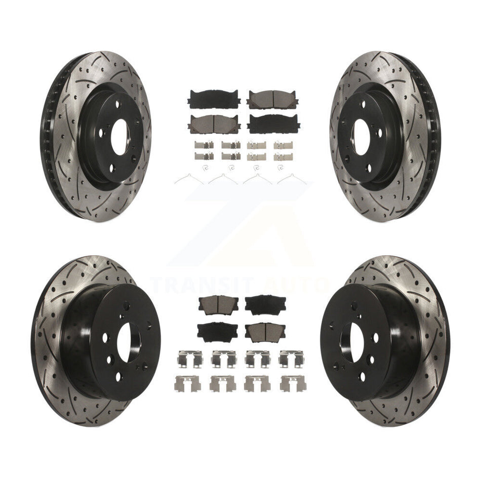 Front Rear Coated Drilled Slotted Disc Brake Rotors And Ceramic Pads Kit For Toyota Camry Lexus ES350 Avalon ES300h KDC-100516