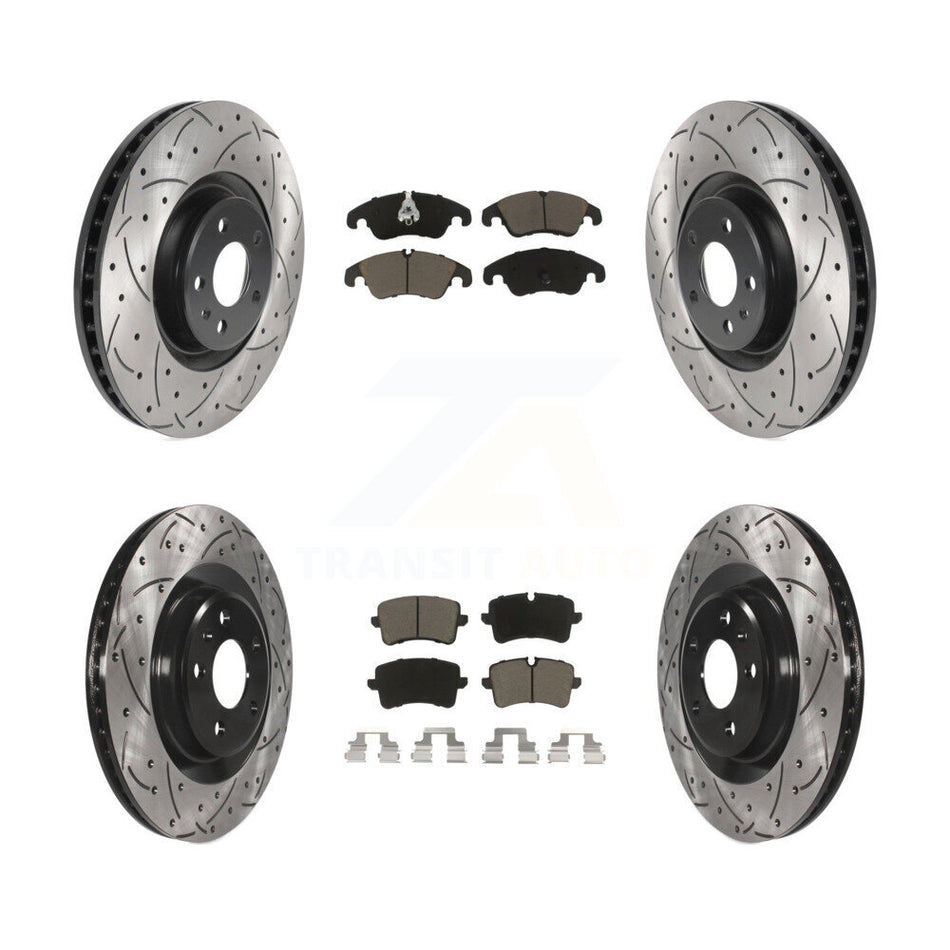 Front Rear Coated Drilled Slotted Disc Brake Rotors And Ceramic Pads Kit For Audi A6 KDC-100523