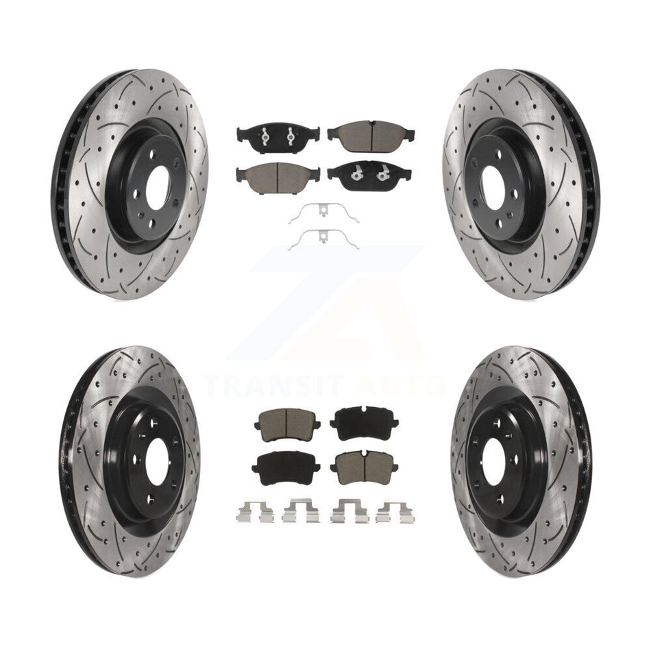 Front Rear Coated Drilled Slotted Disc Brake Rotors And Ceramic Pads Kit For Audi A6 Quattro A7 KDC-100524