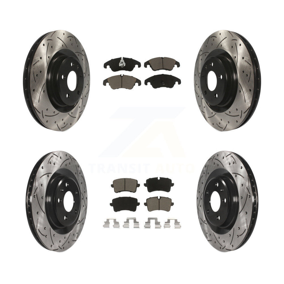 Front Rear Coated Drilled Slotted Disc Brake Rotors And Ceramic Pads Kit For Audi A6 Quattro A7 KDC-100525