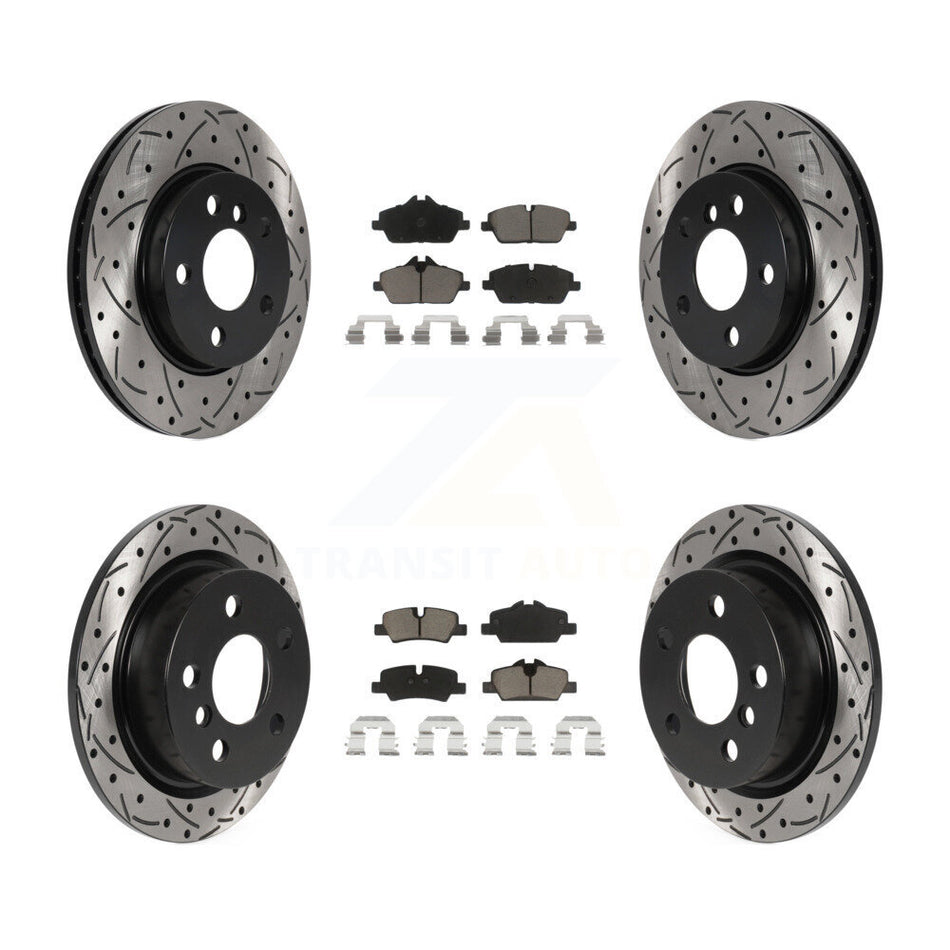 Front Rear Coated Drilled Slotted Disc Brake Rotors And Ceramic Pads Kit For Mini Cooper KDC-100532
