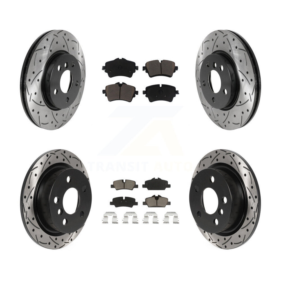 Front Rear Coated Drilled Slotted Disc Brake Rotors And Ceramic Pads Kit For Mini Cooper KDC-100534