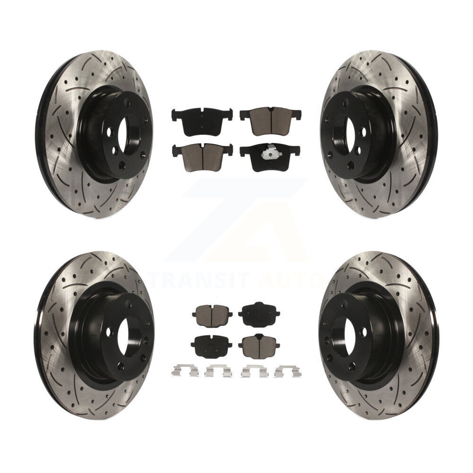 Front Rear Coated Drilled Slotted Disc Brake Rotors And Ceramic Pads Kit For 2012 BMW X3 From 10 11 KDC-100546