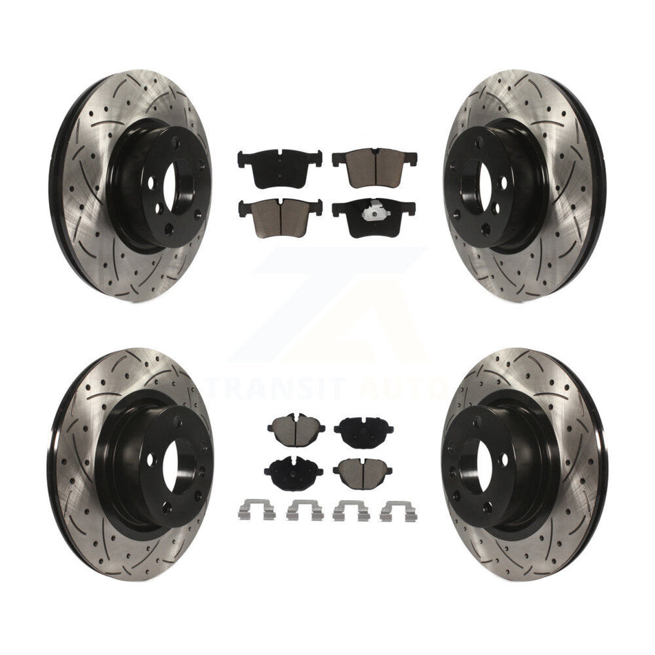 Front Rear Coated Drilled Slotted Disc Brake Rotors And Ceramic Pads Kit For BMW X3 X4 KDC-100547