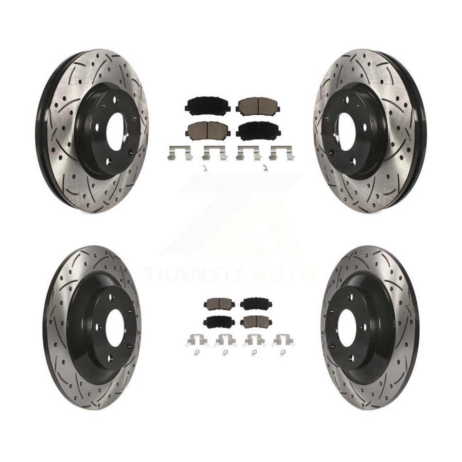 Front Rear Coated Drilled Slotted Disc Brake Rotors And Ceramic Pads Kit For Mazda CX-5 KDC-100559
