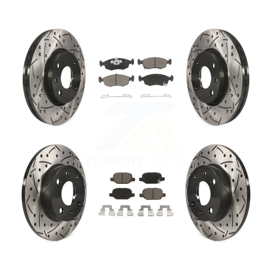 Front Rear Coated Drilled Slotted Disc Brake Rotors And Ceramic Pads Kit For Fiat 500 KDC-100563