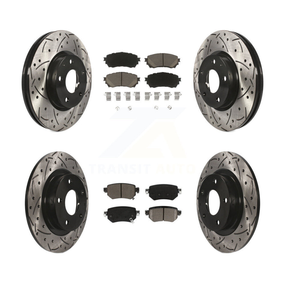 Front Rear Coated Drilled Slotted Disc Brake Rotors And Ceramic Pads Kit For 2016-2018 Mazda 6 KDC-100570