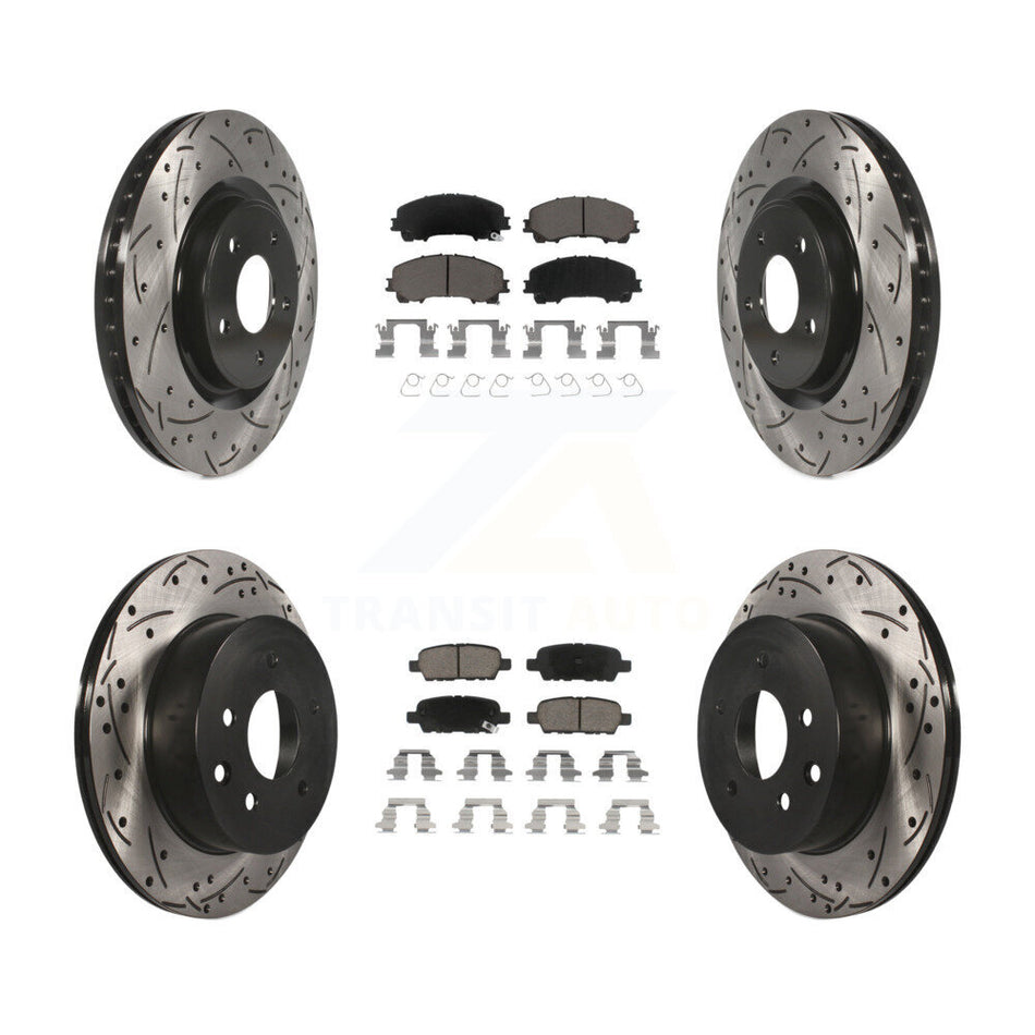 Front Rear Coated Drilled Slotted Disc Brake Rotors And Ceramic Pads Kit For Nissan Rogue KDC-100572