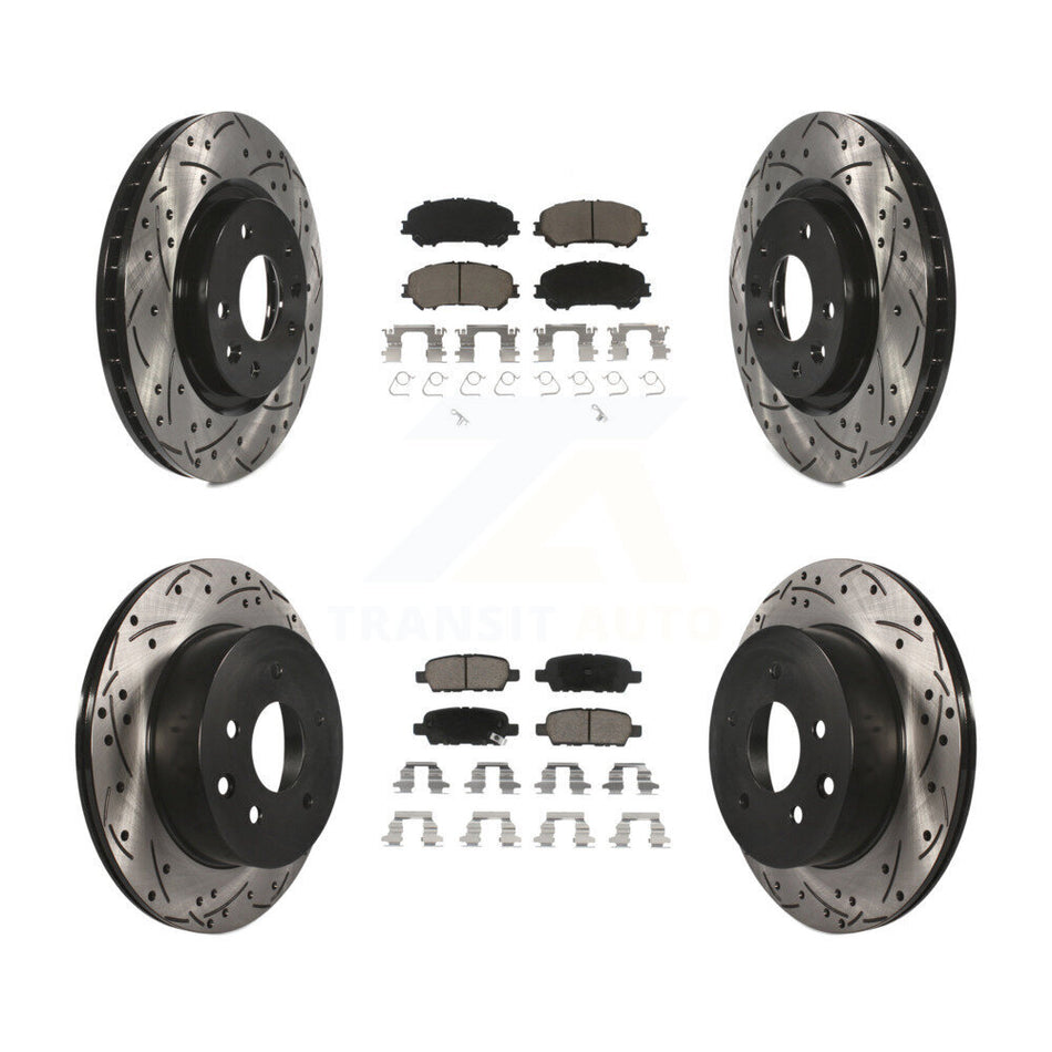 Front Rear Coated Drilled Slotted Disc Brake Rotors And Ceramic Pads Kit For Nissan Rogue Sport Qashqai KDC-100573