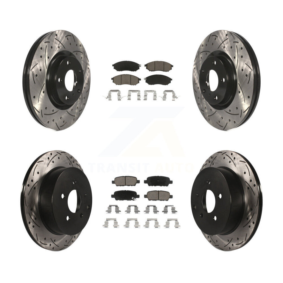 Front Rear Coated Drilled Slotted Disc Brake Rotors And Ceramic Pads Kit For Nissan Murano INFINITI M37 QX70 Q70 Q70L M56 M35h KDC-100574