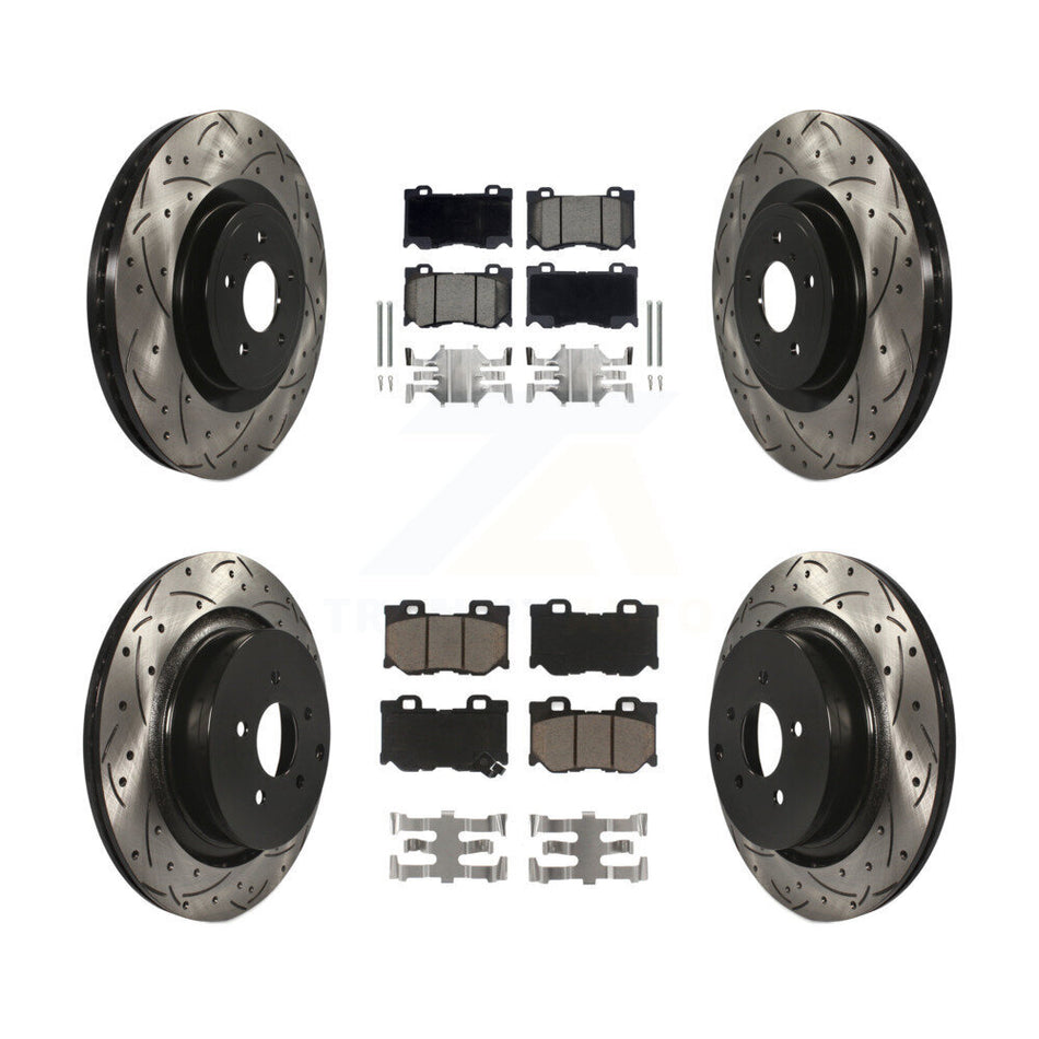Front Rear Coated Drilled Slotted Disc Brake Rotors And Ceramic Pads Kit For INFINITI Q50 M37 Q60 Q70 Q70L QX70 M56 FX50 KDC-100575
