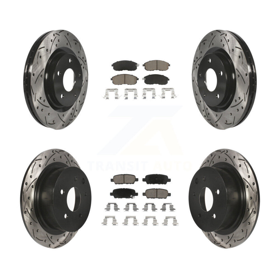 Front Rear Coated Drilled Slotted Disc Brake Rotors And Ceramic Pads Kit For Nissan Sentra Juke KDC-100576