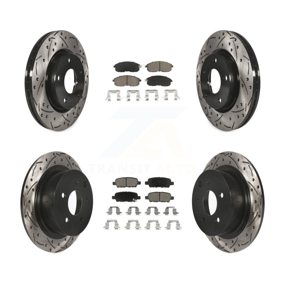 Front Rear Coated Drilled Slotted Disc Brake Rotors And Ceramic Pads Kit For Nissan Sentra KDC-100577