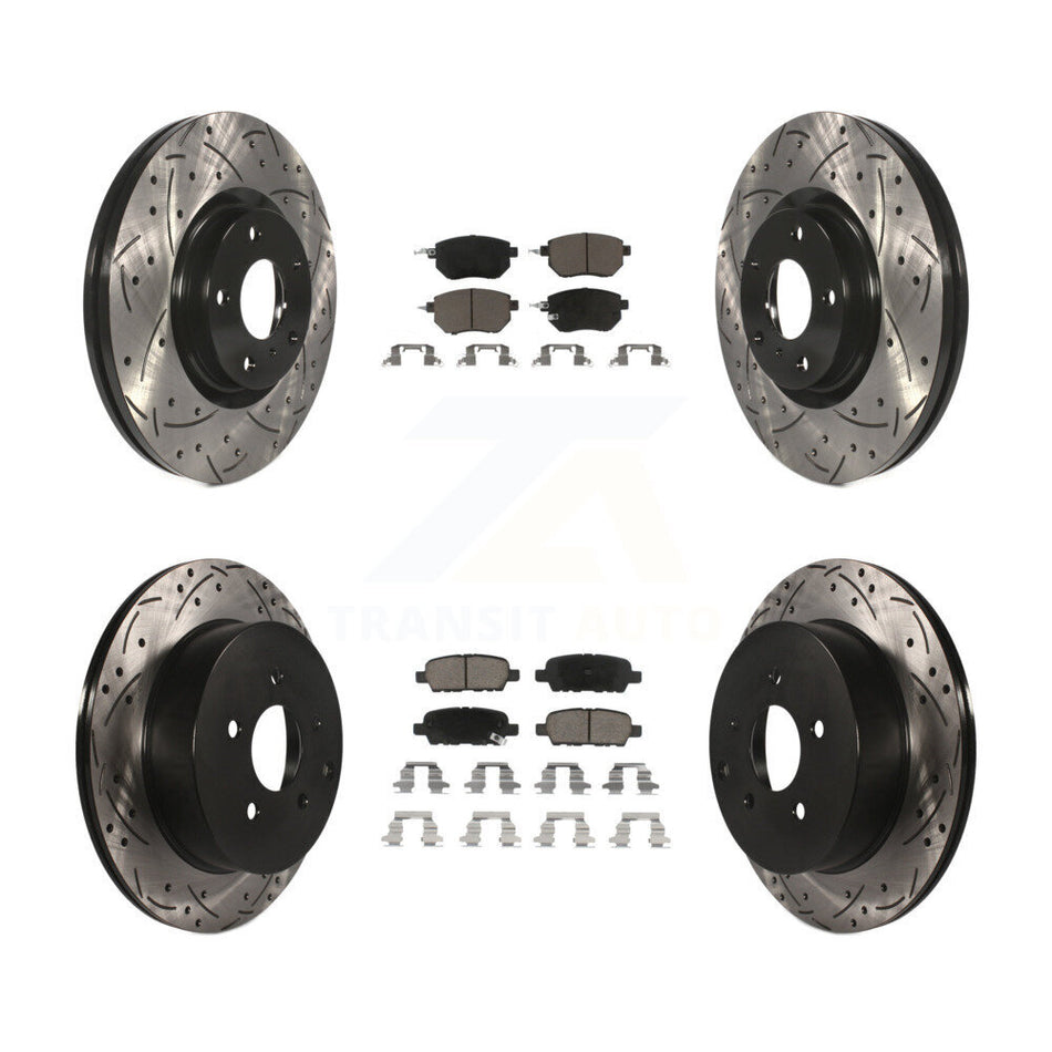 Front Rear Coated Drilled Slotted Disc Brake Rotors And Ceramic Pads Kit For Nissan Murano KDC-100578